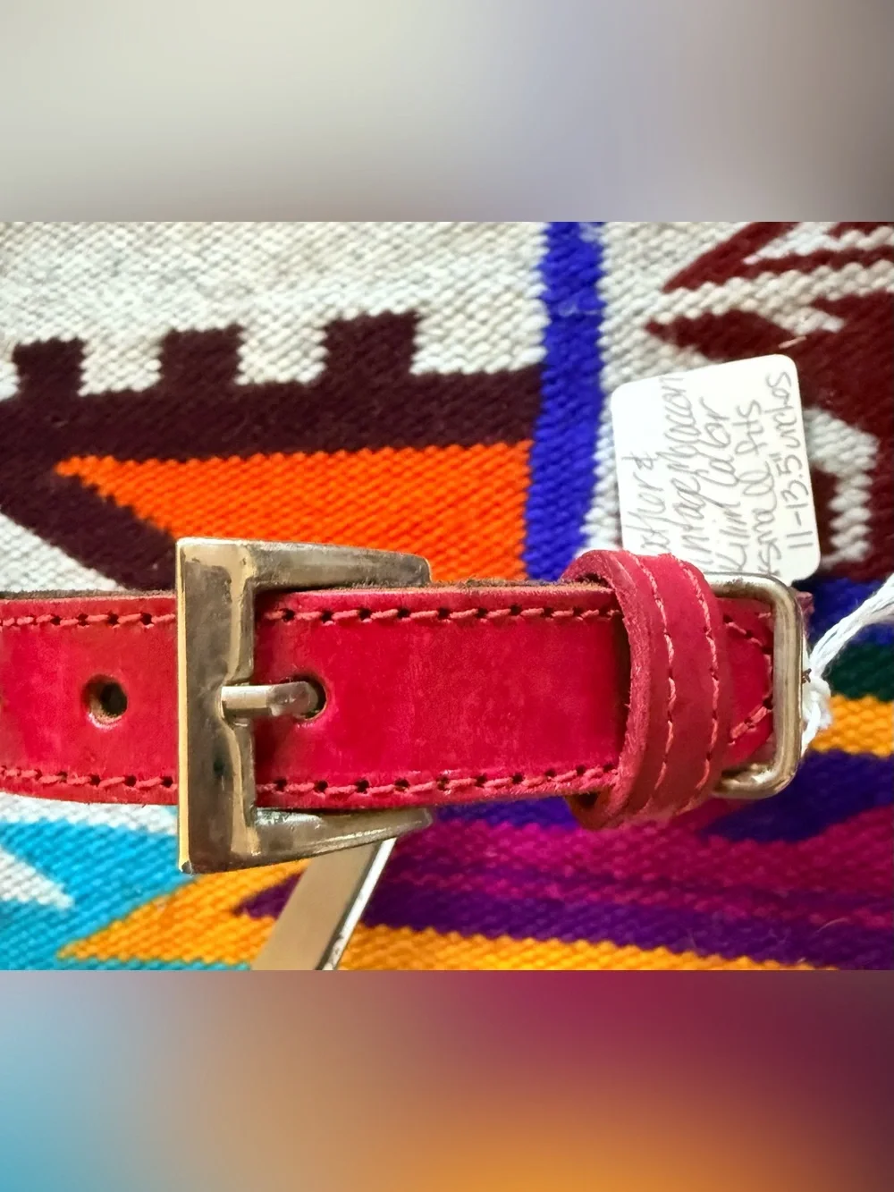 NWT FUCHSIA LEATHER KILIM DOG COLLARS, SMALL, 16”TOTAL LENGTH